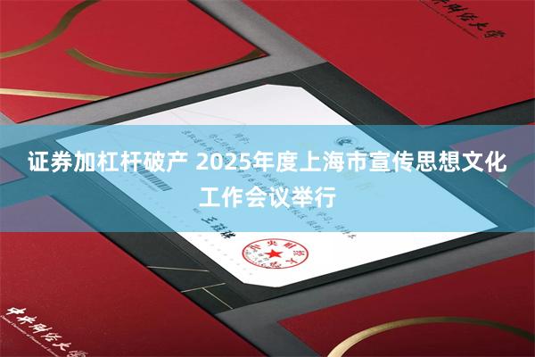 证券加杠杆破产 2025年度上海市宣传思想文化工作会议举行