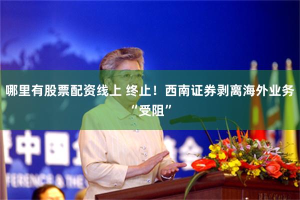 哪里有股票配资线上 终止！西南证券剥离海外业务“受阻”