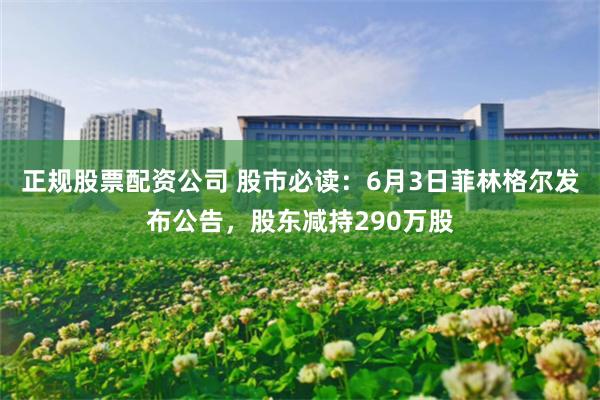 正规股票配资公司 股市必读：6月3日菲林格尔发布公告，股东减持290万股