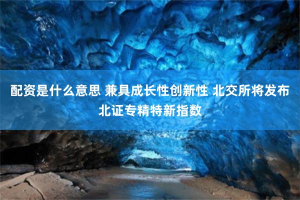 配资是什么意思 兼具成长性创新性 北交所将发布北证专精特新指数