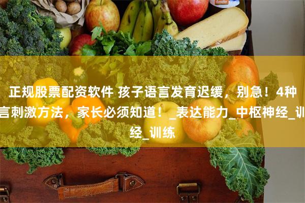正规股票配资软件 孩子语言发育迟缓，别急！4种语言刺激方法，家长必须知道！_表达能力_中枢神经_训练